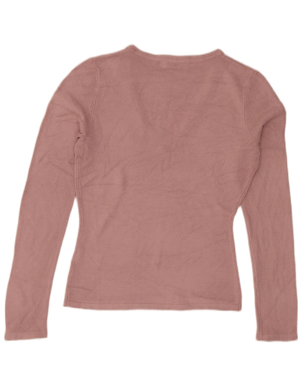 Topshop Top da donna a maniche lunghe UK 8 piccolo acrilico rosa