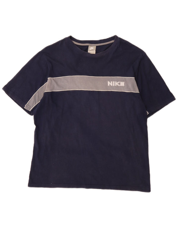 T-shirt da uomo Nike Top UK 42/44 Large blu navy in cotone color block