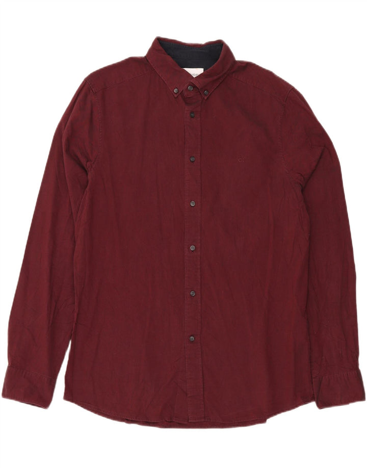 CALVIN KLEIN Camicia aderente da uomo grande marrone