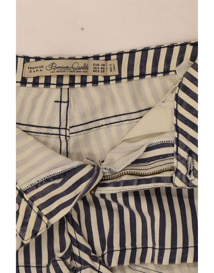 Pantaloni caldi da donna Zara EU 38 piccoli W28 blu navy gessato