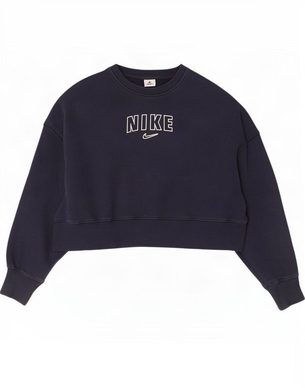 Felpa con grafica corta oversize da donna Nike UK 10 Small Blu Navy