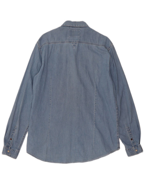 Camicia Guess da uomo slim fit in denim di colore blu medio