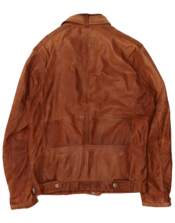 Giacca in pelle da uomo Tom Tailor UK 40 grande marrone