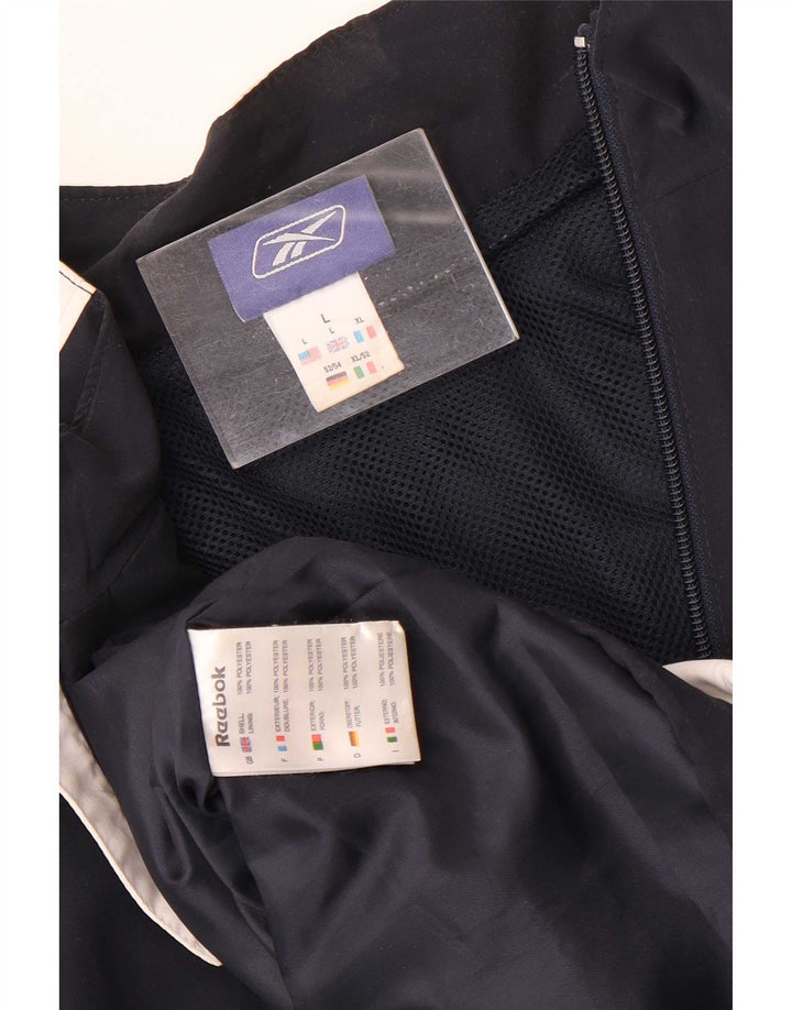 Giacca da ginnastica da uomo Reebok grande in poliestere color block blu navy