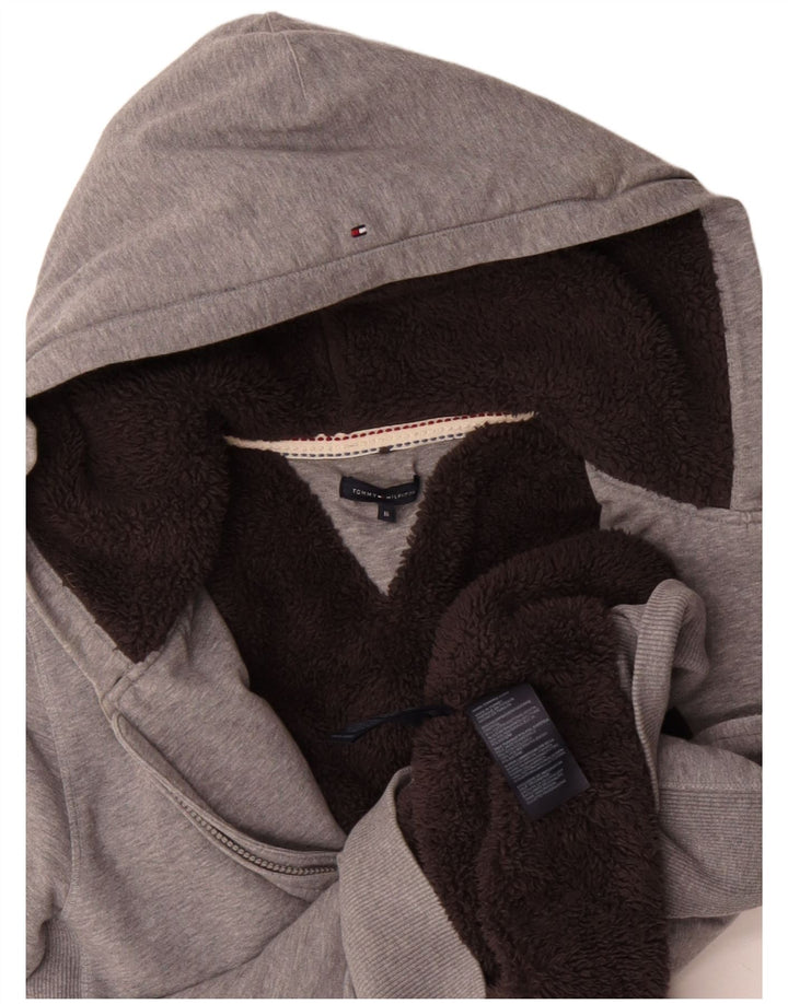 Maglione con cappuccio e zip Sherpa per ragazzi di Tommy Hilfiger 15-16 anni in cotone grigio