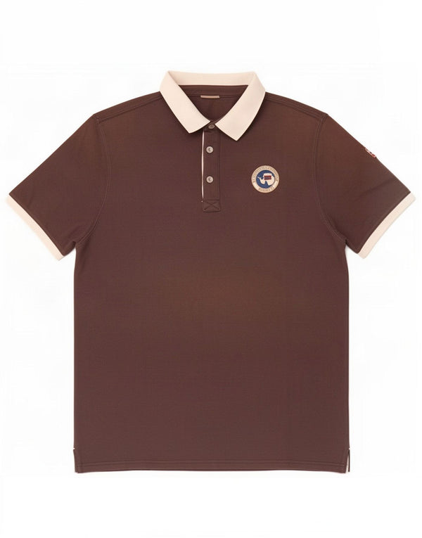 Polo da uomo Napapijri XL in cotone color block marrone