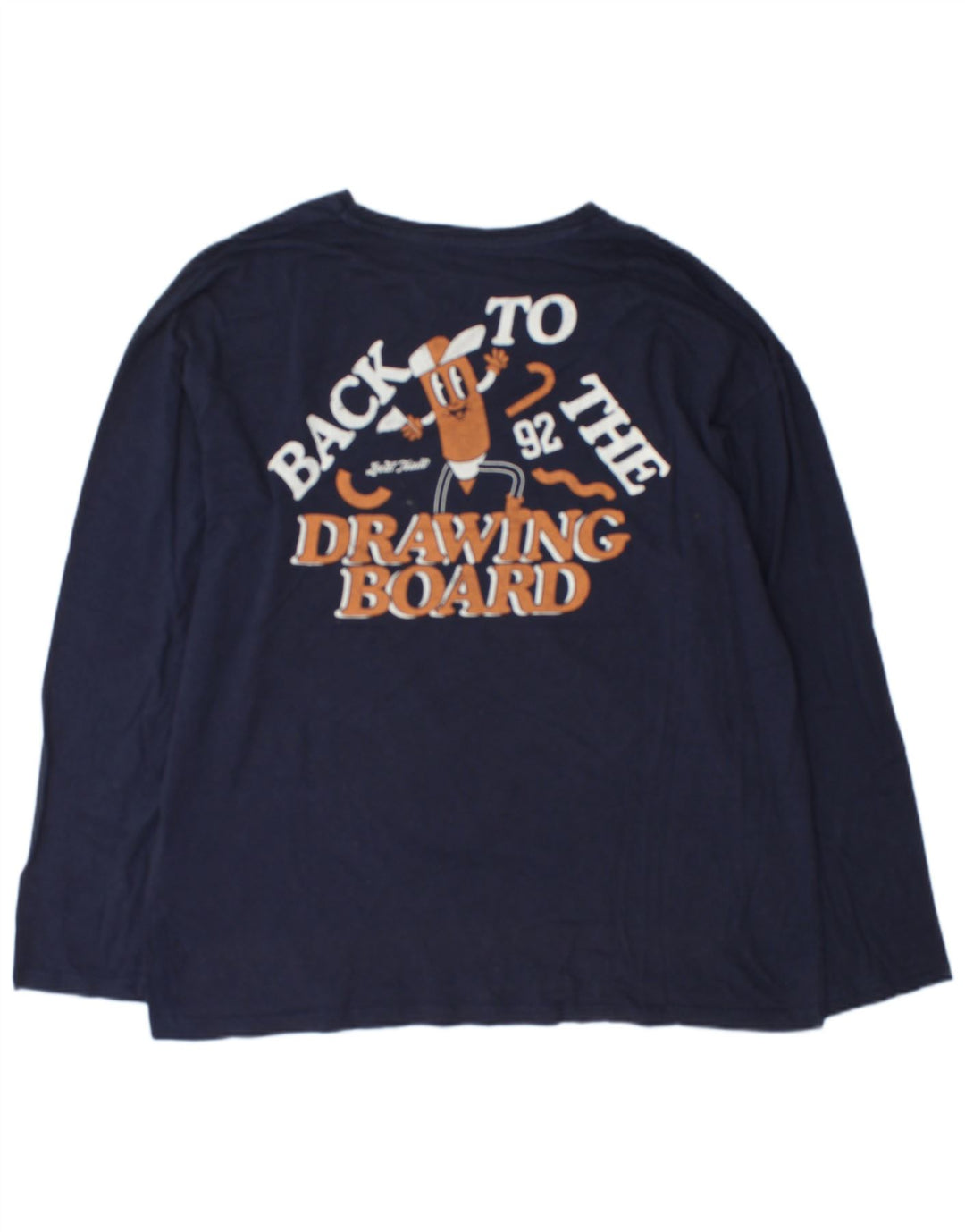 Jack & Jones Top grafico da uomo a maniche lunghe grande in cotone blu navy