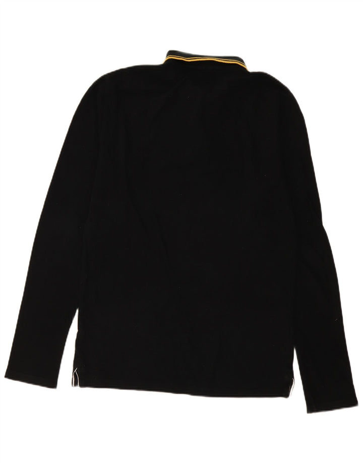 Polo da uomo a maniche lunghe Superdry in cotone a righe nere medie