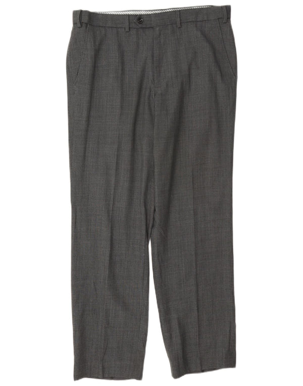 Pantaloni da abito dritti da uomo Marks & Spencer W34 L31 poliestere grigio