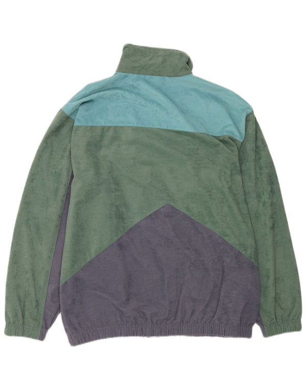 Giacca da ginnastica vintage da uomo in velluto grafico XL color block verde