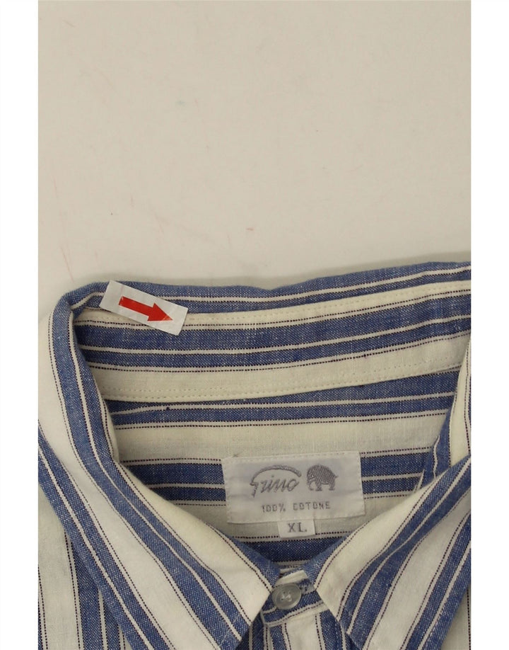 Camicia vintage da uomo XL in cotone a righe blu
