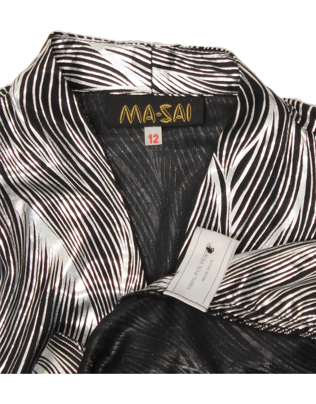 VINTAGE Womens 4 Button Blazer Jacket UK 12 Medium Silver Pinstripe Vintage Vintage and Second-Hand Vintage from Messina Hembry 