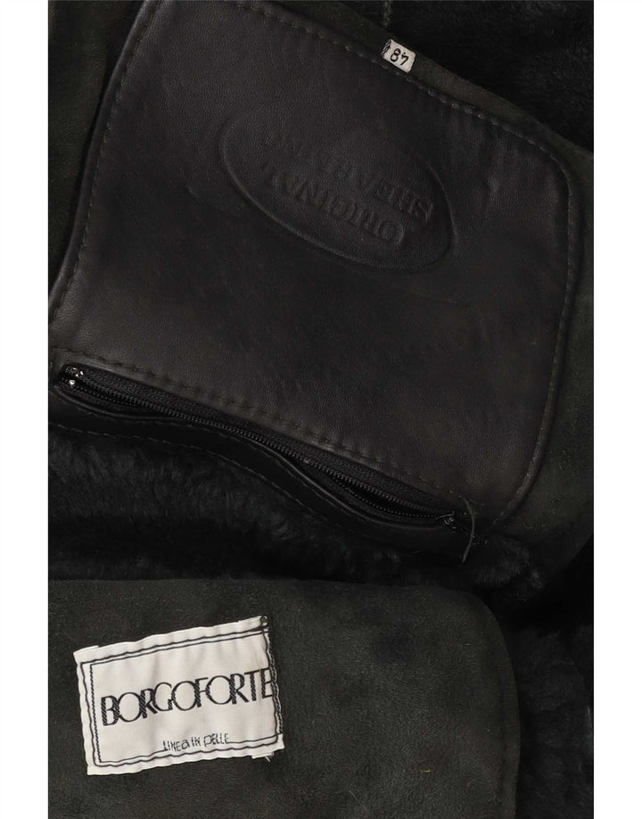 Giubbotto shearling vintage da uomo IT 48 verde medio