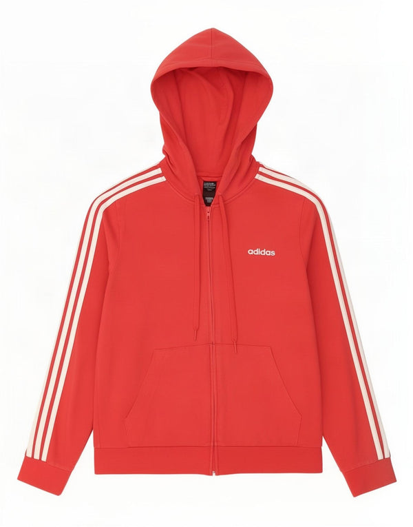 Maglione con cappuccio e zip da donna Adidas UK 16/18 Large Rosso Cotone
