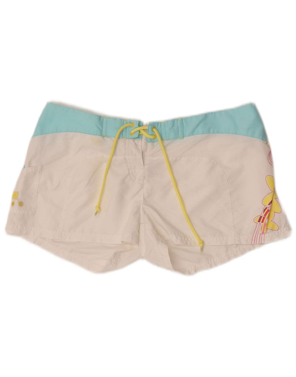 Adidas Womens Low Waist Swimming Shorts UK 14 Large White Colourblock