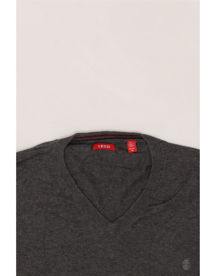IZOD Mens V-Neck Jumper Sweater XL Grey Cotton Vintage Izod and Second-Hand Izod from Messina Hembry 