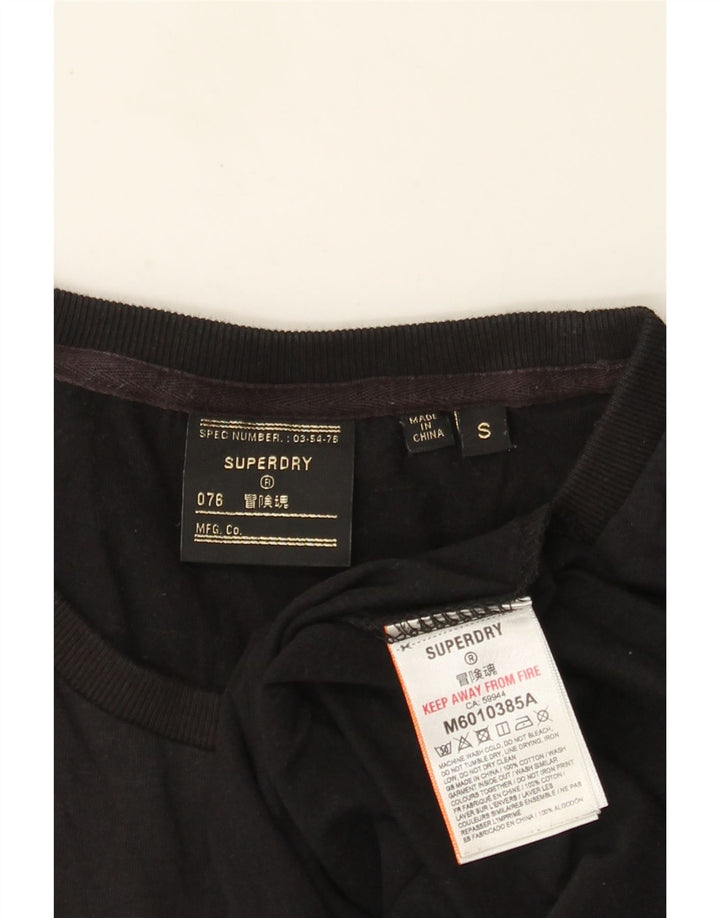 Top grafico da uomo Superdry a maniche lunghe in cotone nero piccolo