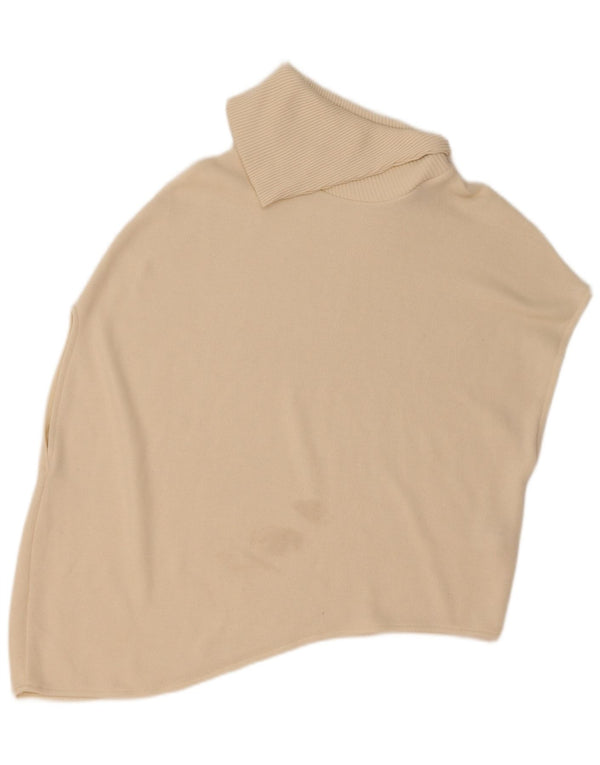 Maglione poncho asimmetrico da donna Zara UK 10 piccolo in viscosa bianco sporco