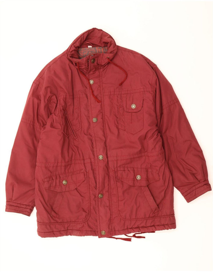 VINTAGE Mens Parka Jacket IT 52 XL Burgundy Polyester Vintage Vintage and Second-Hand Vintage from Messina Hembry 