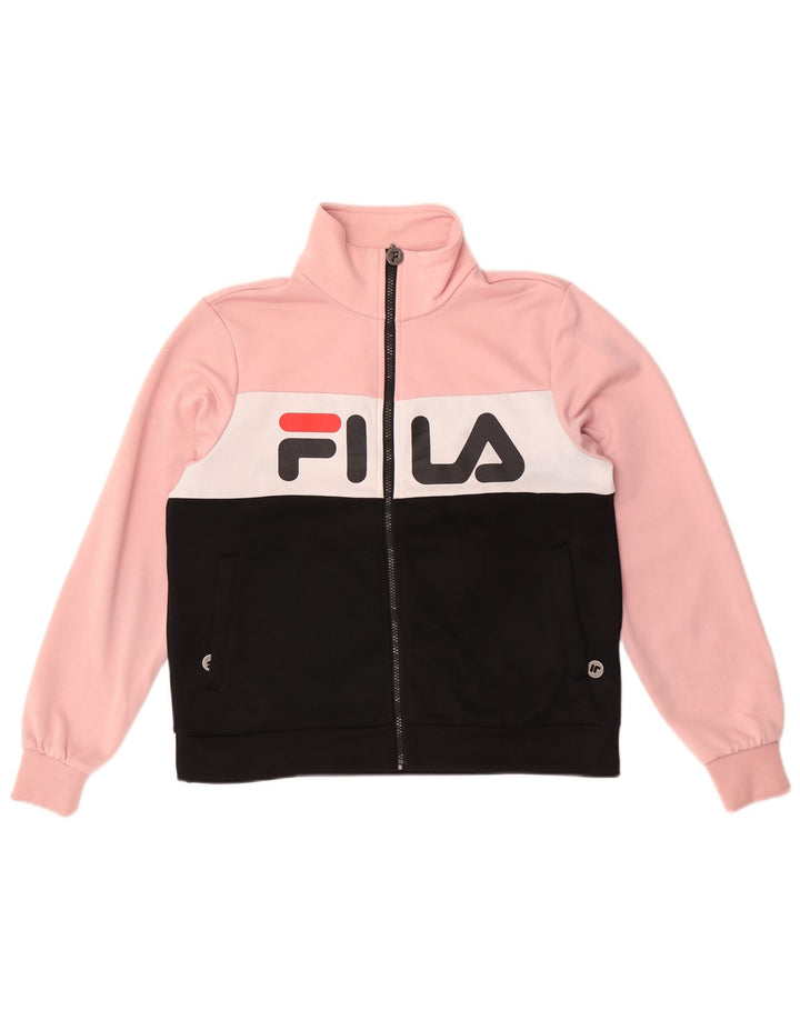 Giacca da ginnastica grafica da donna Fila UK 14 Colorblock rosa medio
