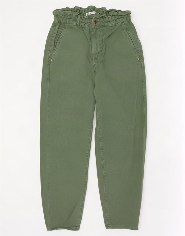 Jeans affusolati a vita alta da donna Zara EU 38 Small W28 L26 cotone verde