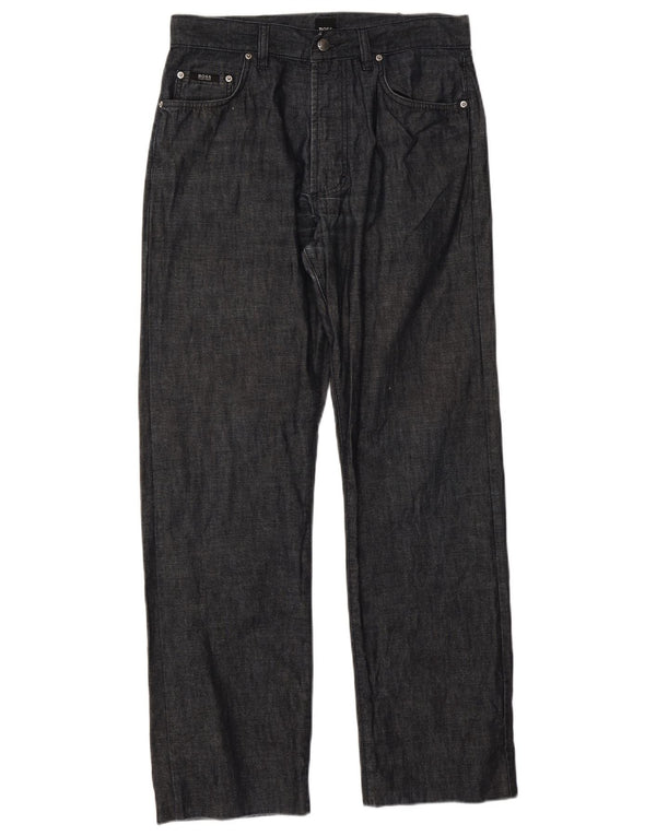 Pantaloni casual dritti da uomo Hugo Boss W33 L30 cotone blu navy