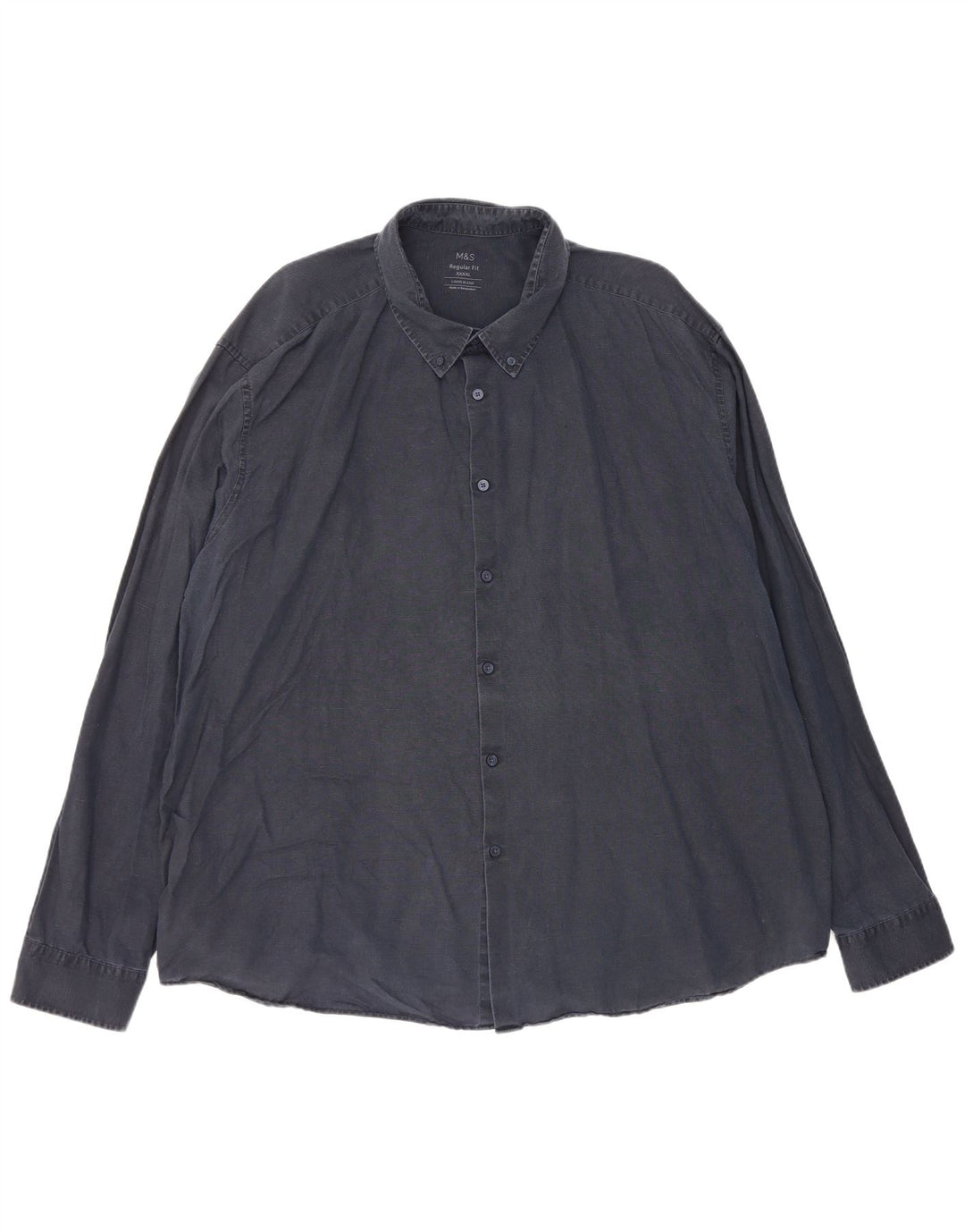 Camicia Marks & Spencer da uomo vestibilità regolare 4XL lino blu navy