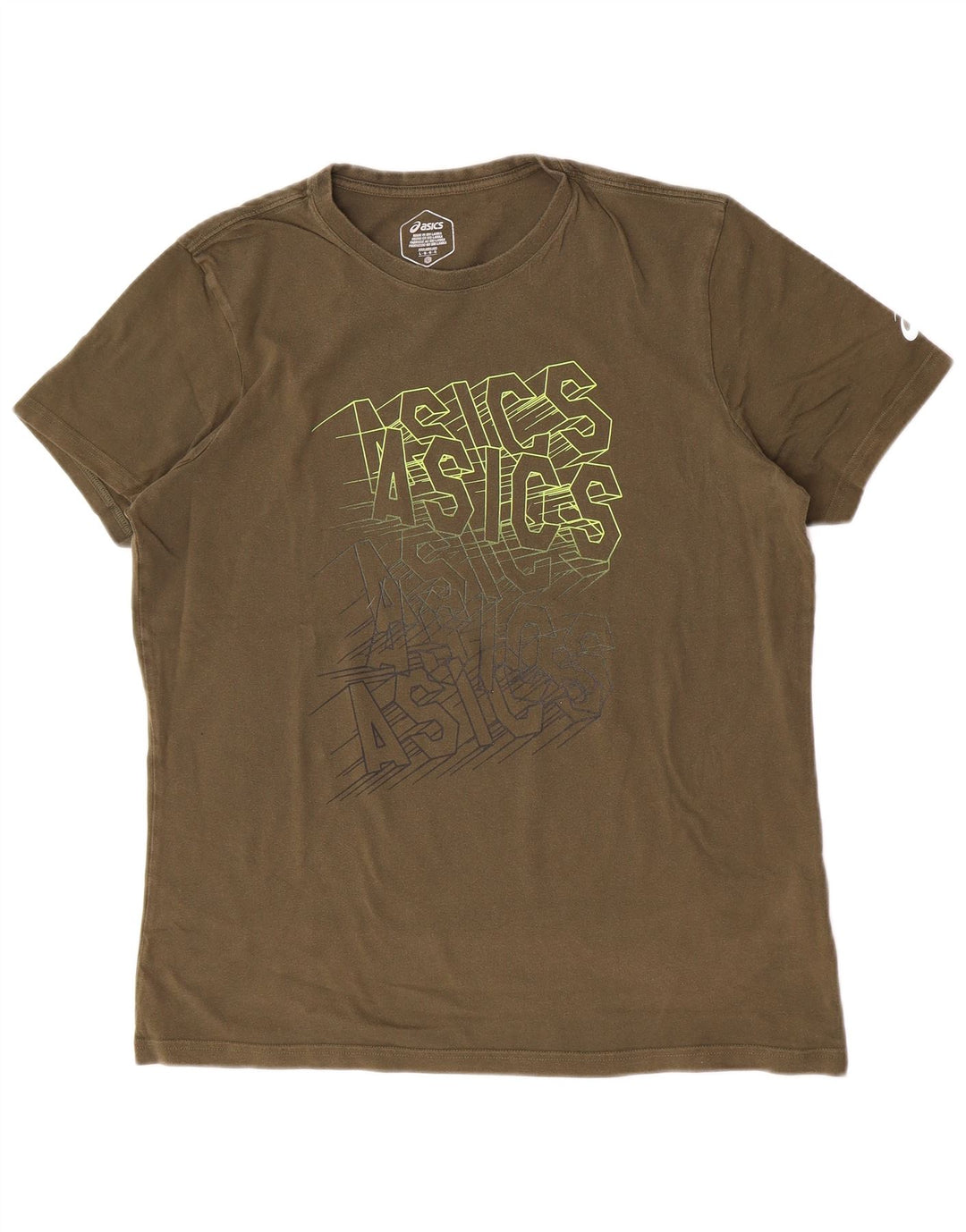 T-shirt grafica da uomo Asics, taglia grande, in cotone kaki
