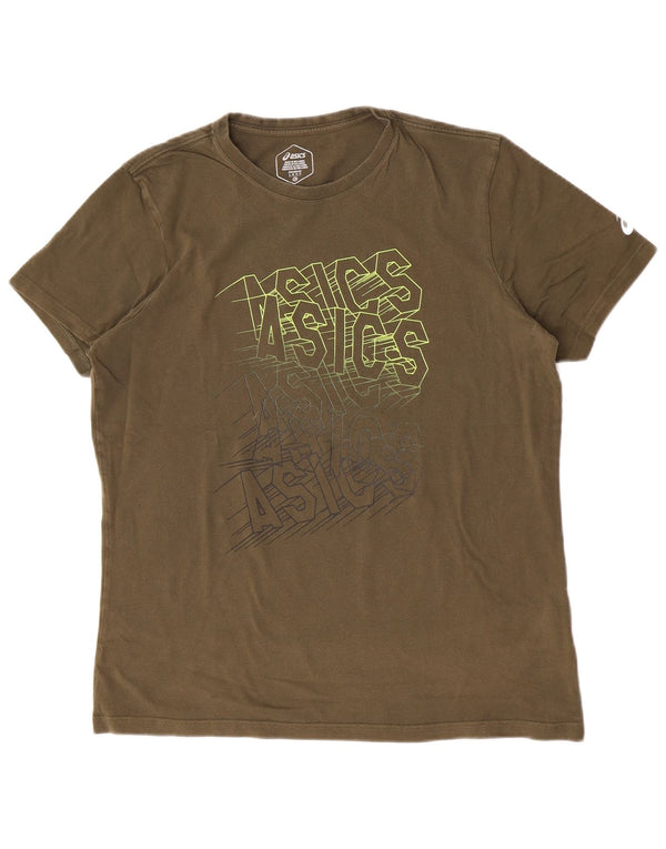 T-shirt grafica da uomo Asics, taglia grande, in cotone kaki