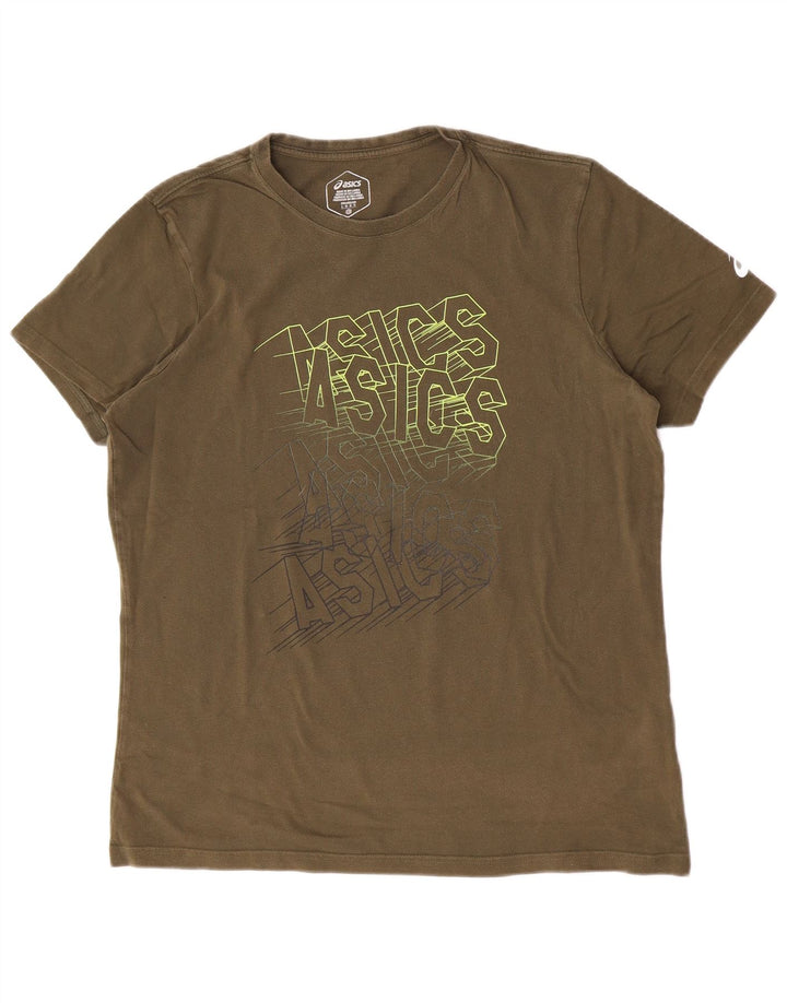 T-shirt grafica da uomo Asics, taglia grande, in cotone kaki