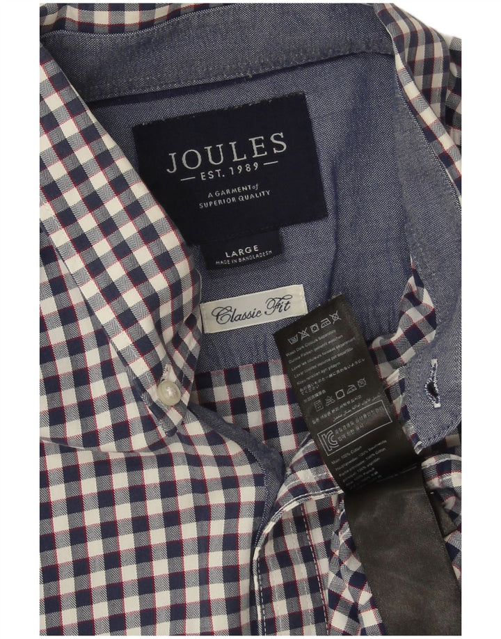 Camicia Joules da uomo dalla vestibilità classica, grande, in cotone a quadretti blu navy