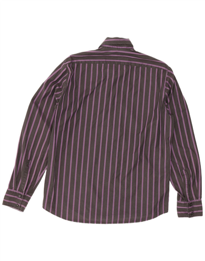 Camicia da uomo Hugo Boss vestibilità classica in cotone a righe viola medio