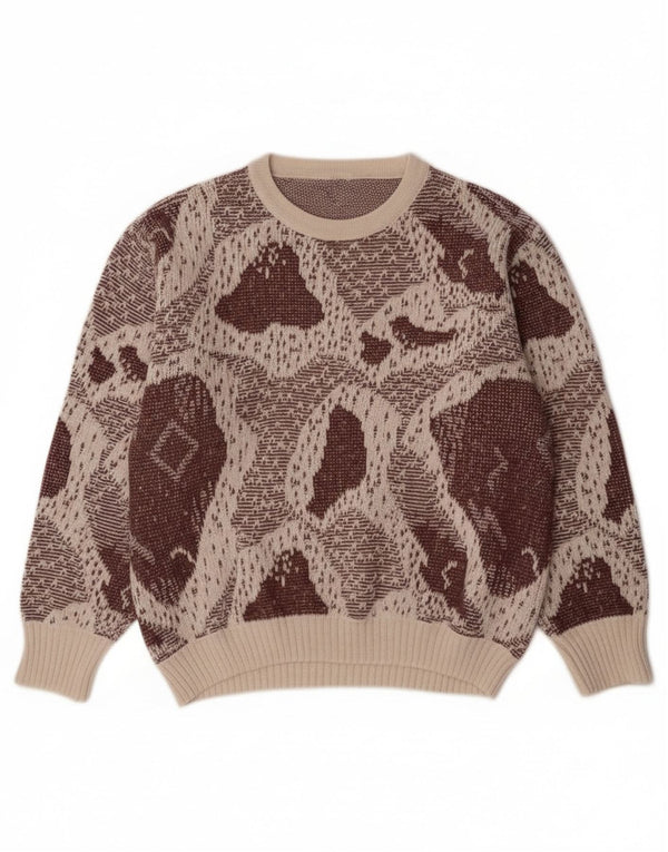 Maglione maglione girocollo da donna vintage UK 16 grande bianco sporco