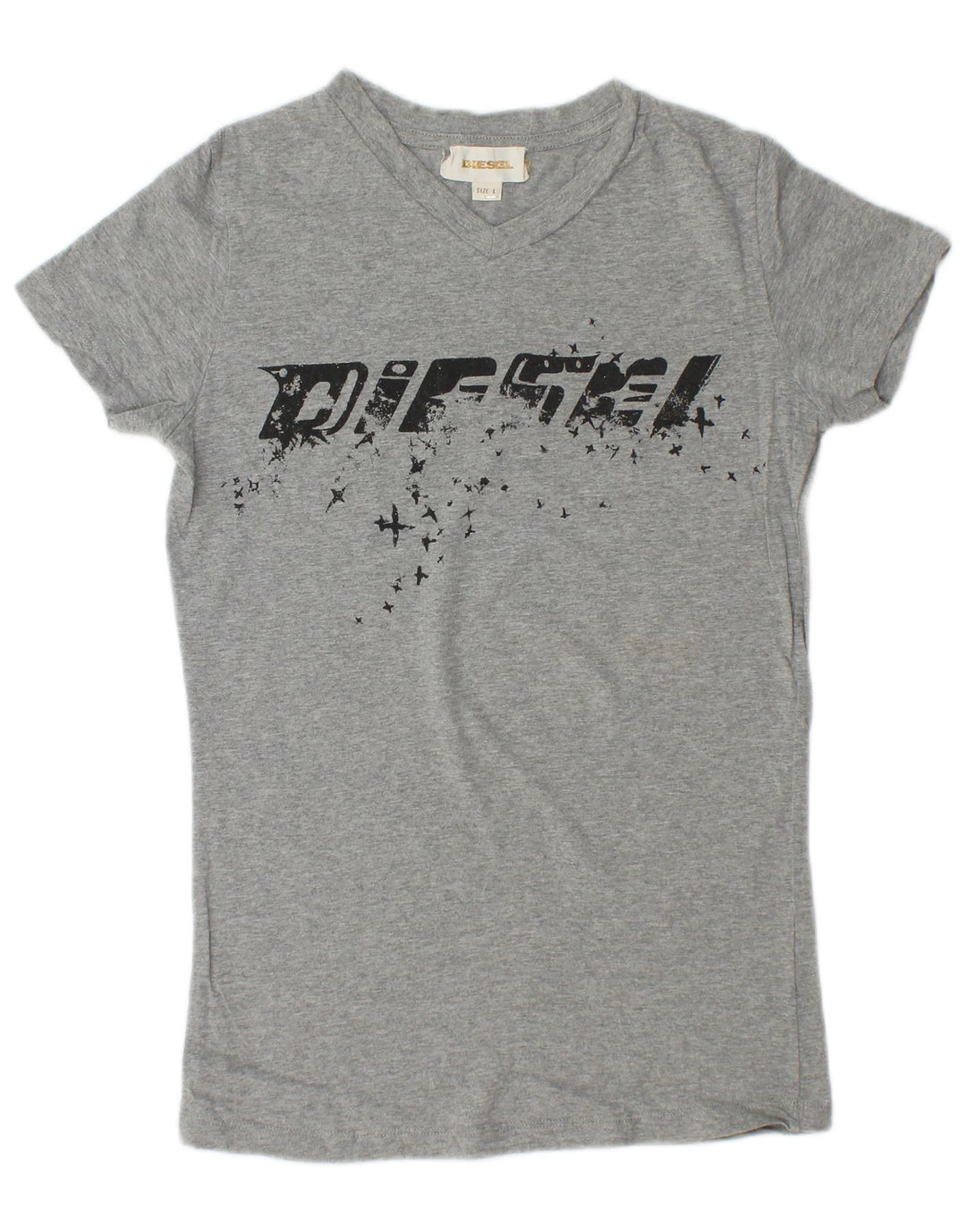T-shirt grafica da donna DIESEL Top UK 14 grande grigia