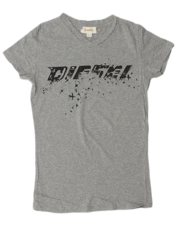 T-shirt grafica da donna DIESEL Top UK 14 grande grigia