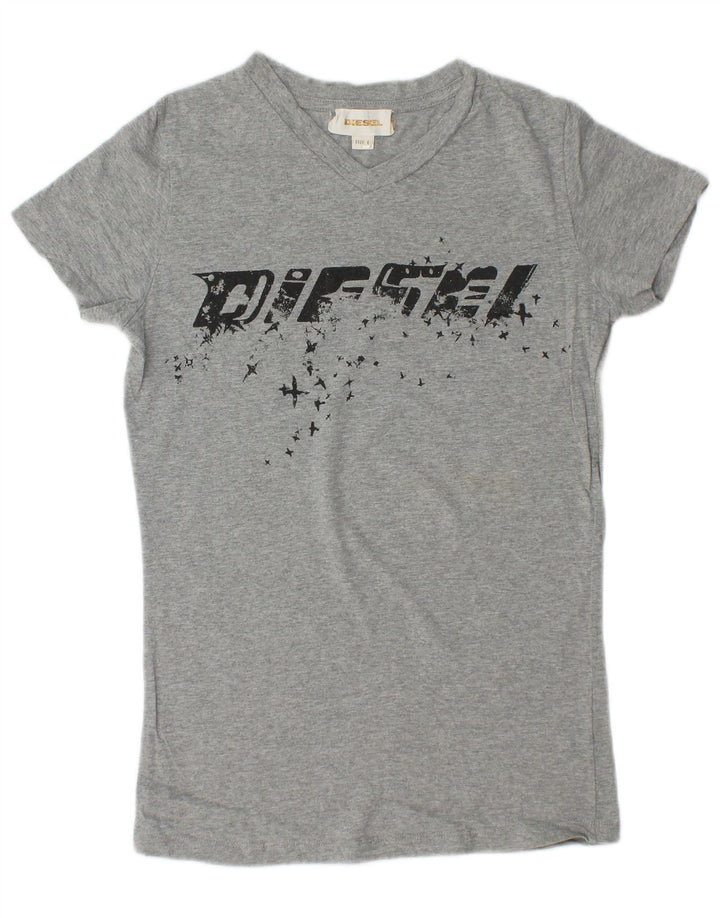 T-shirt grafica da donna DIESEL Top UK 14 grande grigia