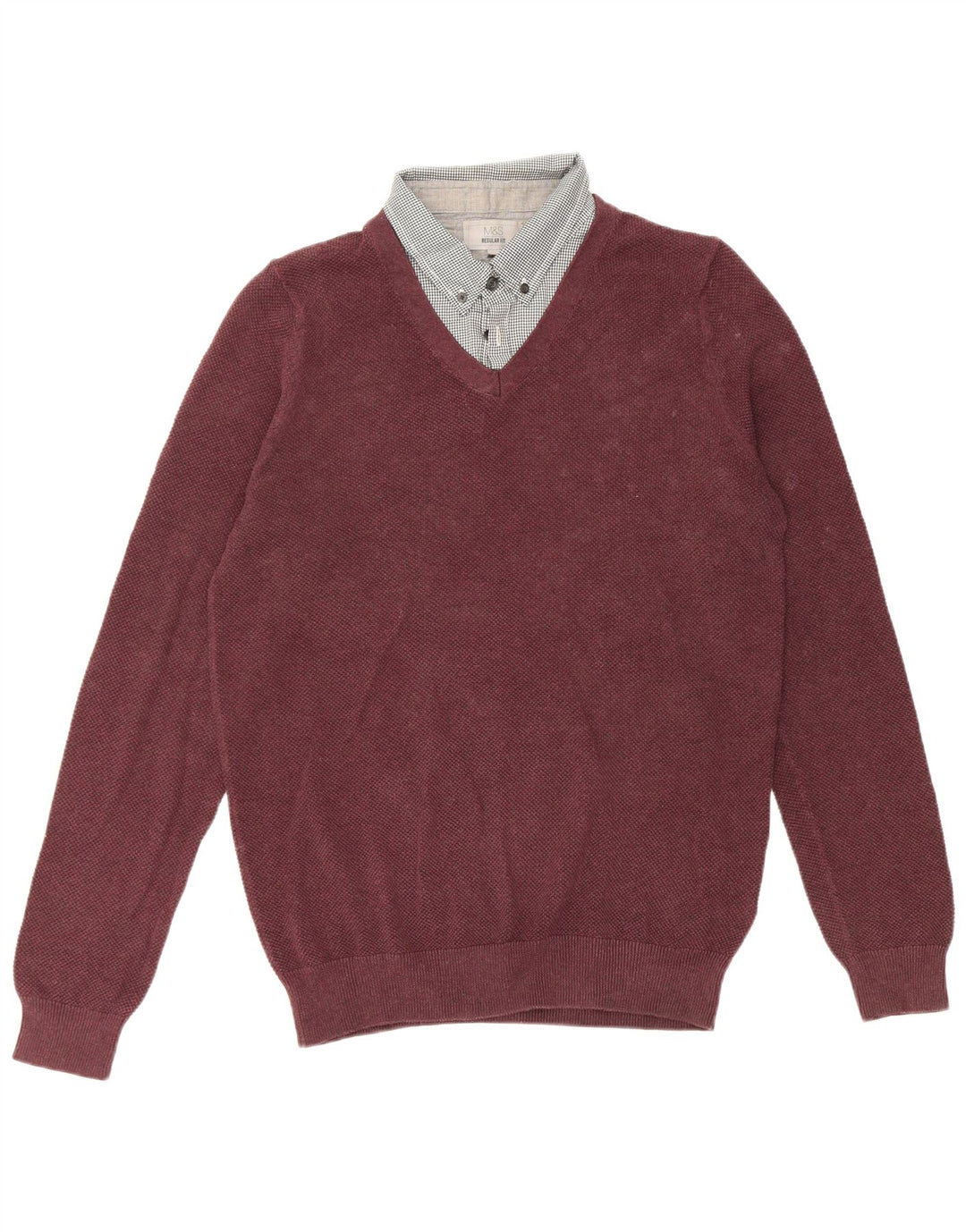 Maglione da uomo Marks & Spencer vestibilità regolare con collo alto piccolo bordeaux