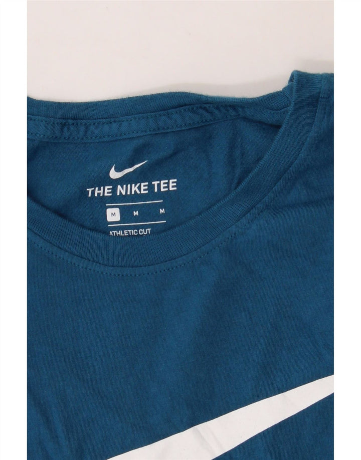 NIKE Mens Athletic Cut Graphic T-Shirt Top Medium Blue Cotton Vintage Nike and Second-Hand Nike from Messina Hembry 