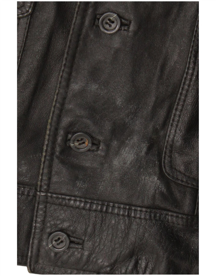 Giacca in pelle vintage da donna UK 12 media nera