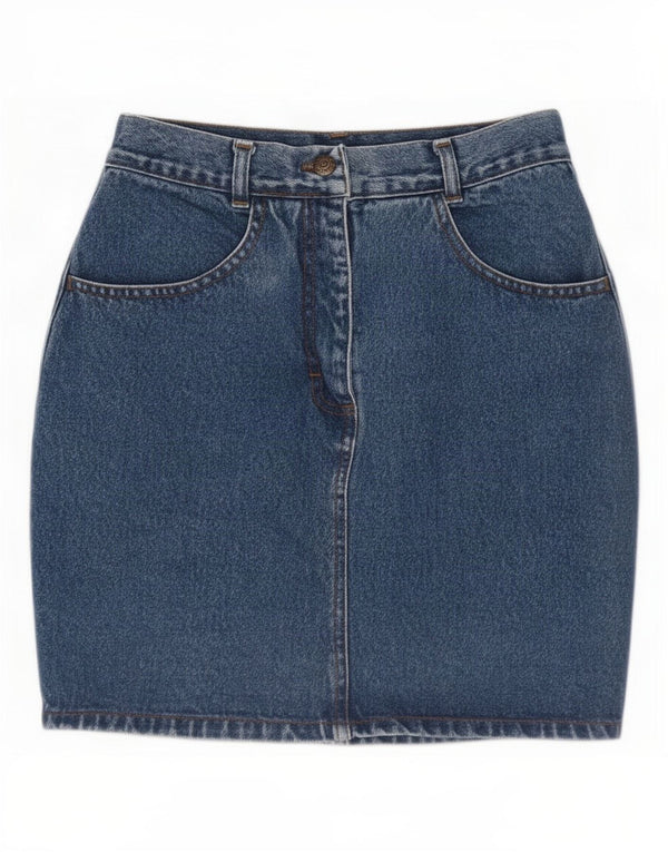 Gonna di jeans vintage da donna IT 44 media W26 cotone blu