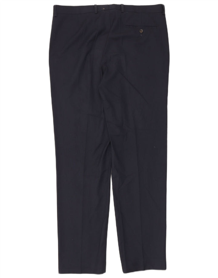 Pantaloni da abito su misura da uomo Marks & Spencer W36 L33 poliestere blu navy