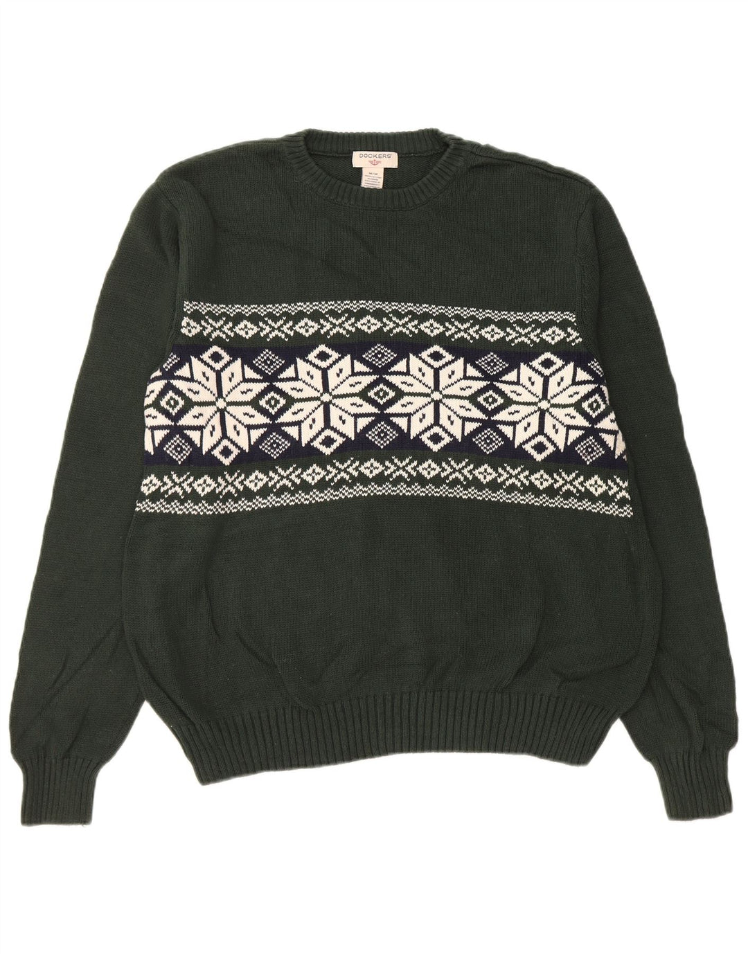 Maglione da uomo girocollo Dockers in cotone Fair Isle color kaki medio