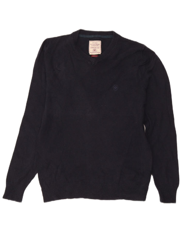 Maglione da uomo con scollo a V Fat Face piccolo in cotone blu navy