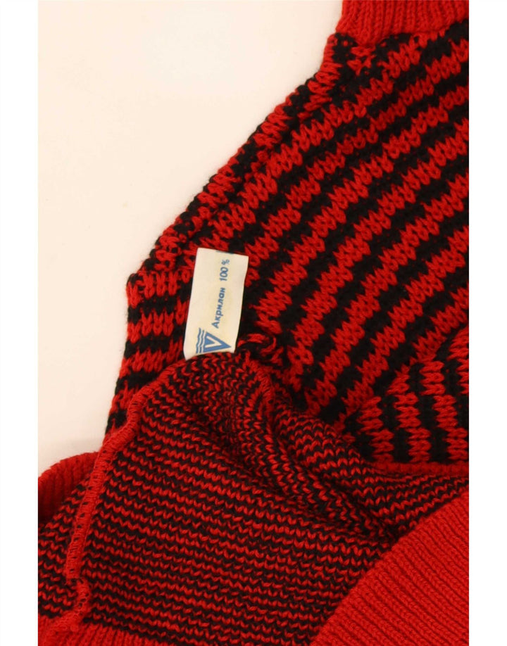 Maglione maglione vintage da donna con collo alto UK 12 Acrilico a strisce rosse medie