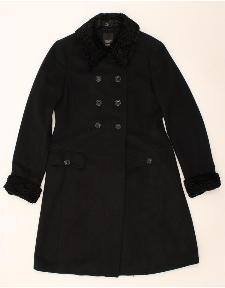 ESPRIT Womens Double Breasted Coat UK 12 Medium Black Acrylic Vintage Esprit and Second-Hand Esprit from Messina Hembry 