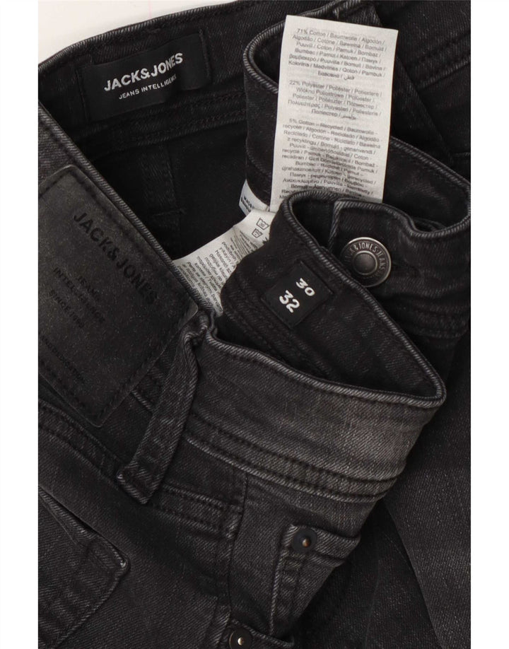 Jack & Jones Uomo GLENN Slim Jeans W30 L32 Cotone Nero