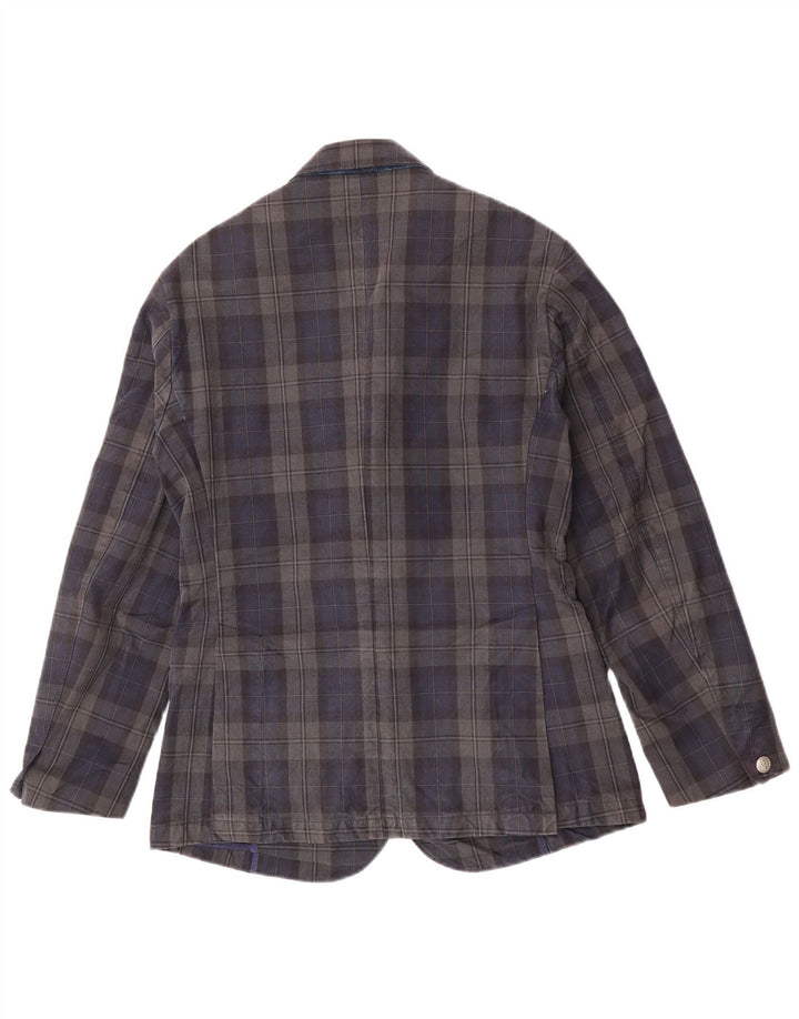 Giacca blazer da uomo a 3 bottoni Jaggy IT 48 cotone medio a quadri blu navy