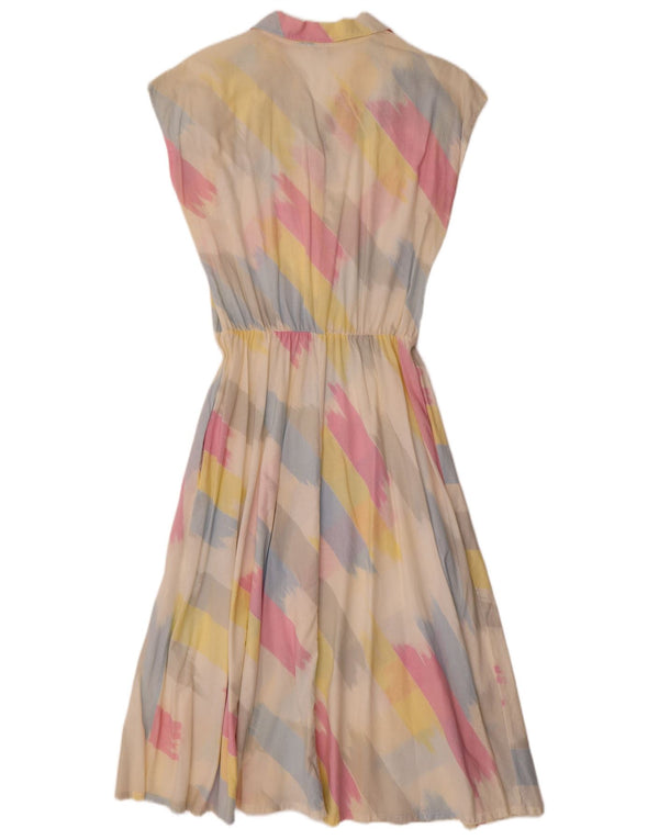 Abito a trapezio da donna vintage UK 14 a righe multicolori medie
