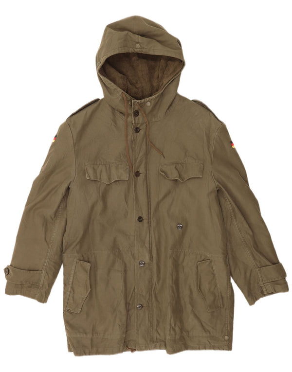 Giacca parka con cappuccio vintage da uomo UK 42 XL Cachi