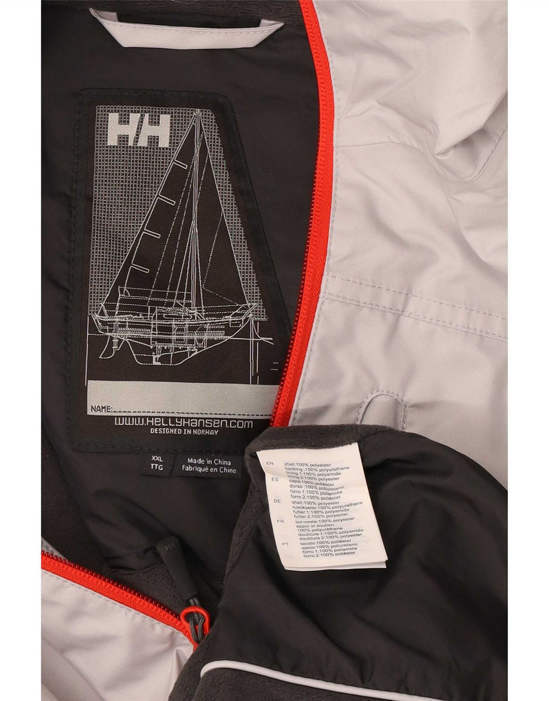 Giacca antipioggia grafica da uomo Helly Hansen Sailwear UK 44 2XL poliestere grigio
